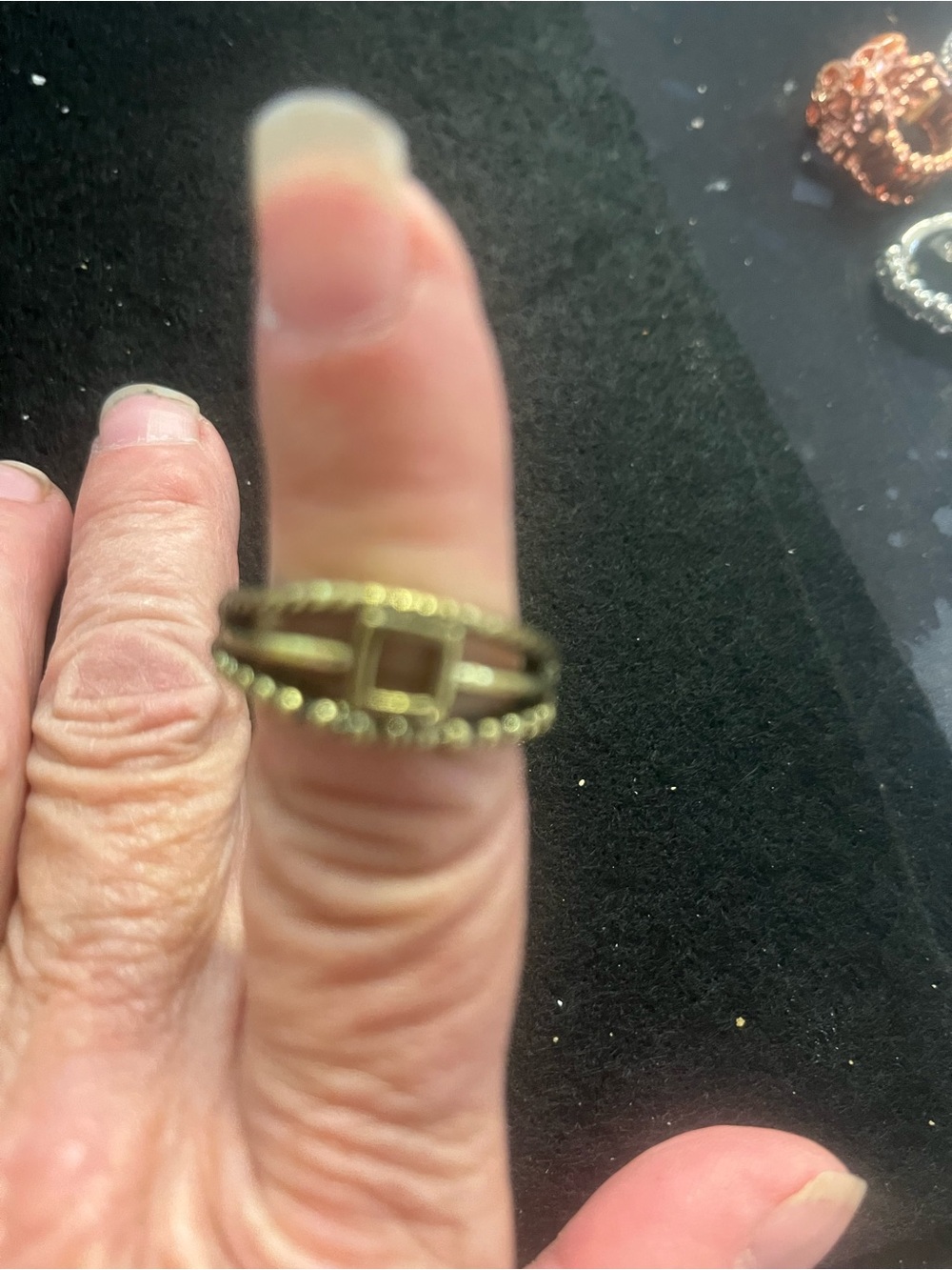 Gold-Tone Openwork Band Ring - Women's Fashion Jewelry stretch